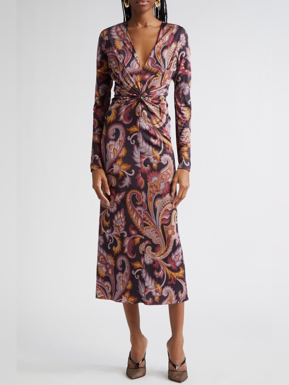 NWT Authentic Etro Paisley Long Sleeve Stretch Twill Dress size 0